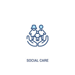 social care concept 2 colored icon. simple line element illustration. outline blue social care symbol. can be used for web and mobile ui/ux.