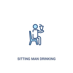 sitting man drinking a soda concept 2 colored icon. simple line element illustration. outline blue sitting man drinking a soda symbol. can be used for web and mobile ui/ux.