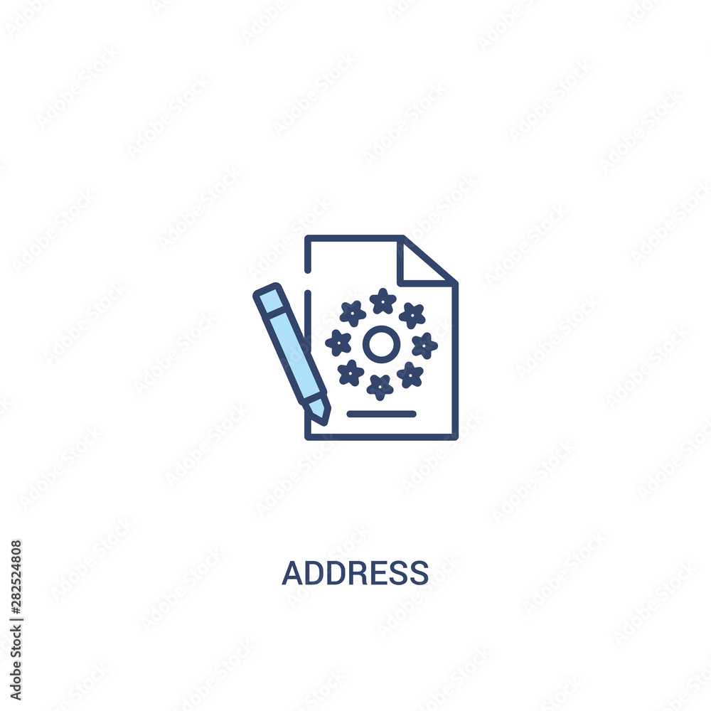 Poster address concept 2 colored icon. simple line element illustration. outline blue address symbol. can b