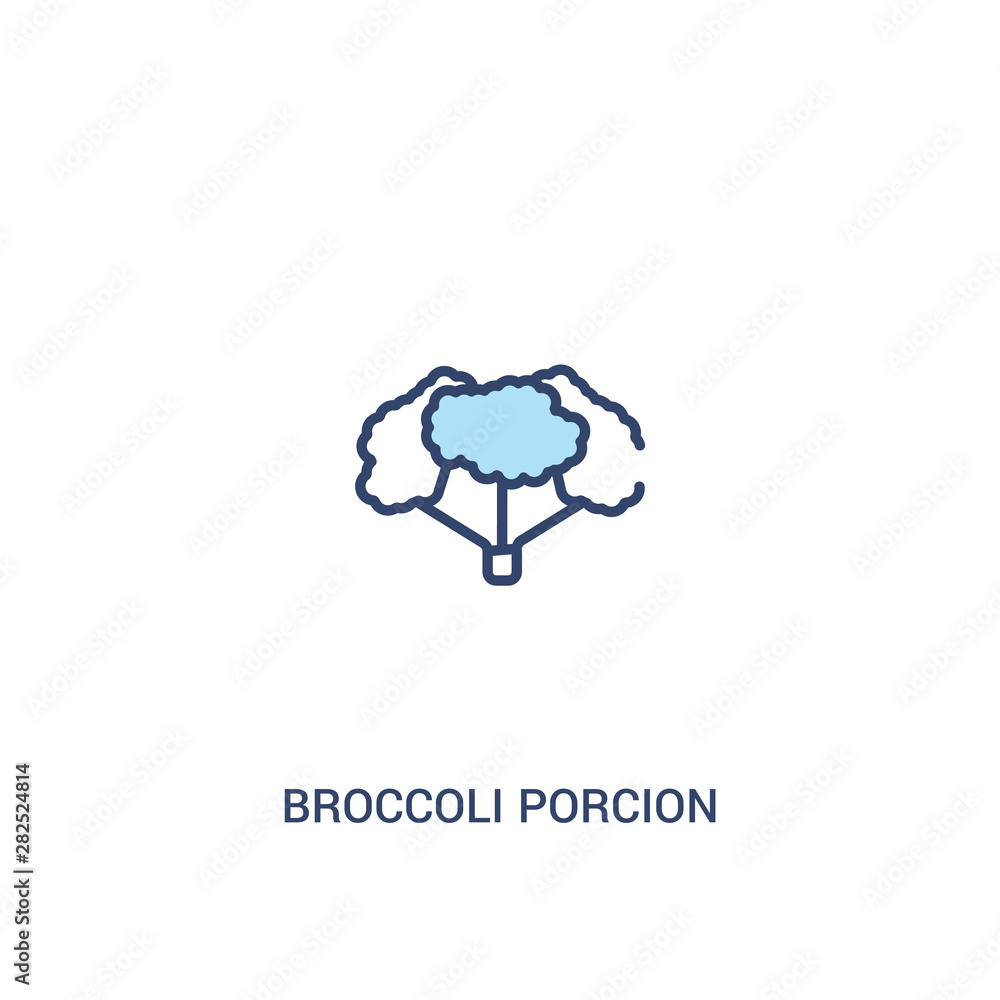 Poster broccoli porcion concept 2 colored icon. simple line element illustration. outline blue broccoli por