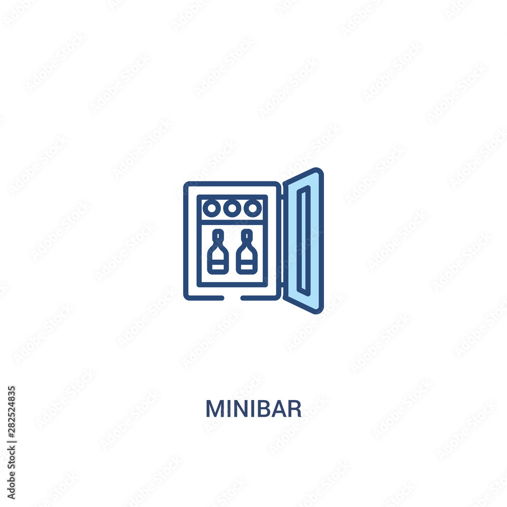 Poster minibar concept 2 colored icon. simple line element illustration. outline blue minibar symbol. can b