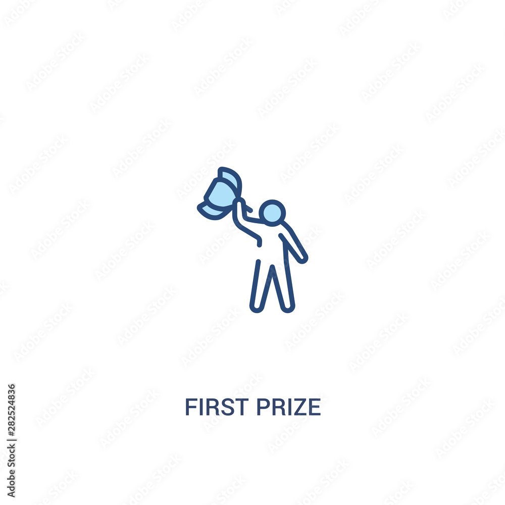 Poster first prize concept 2 colored icon. simple line element illustration. outline blue first prize symbo