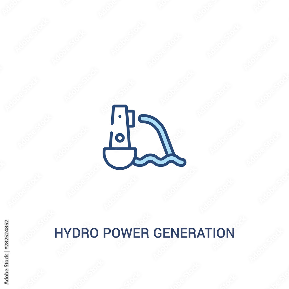 Poster hydro power generation concept 2 colored icon. simple line element illustration. outline blue hydro 