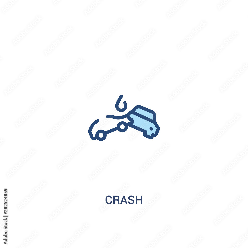 Poster crash concept 2 colored icon. simple line element illustration. outline blue crash symbol. can be us