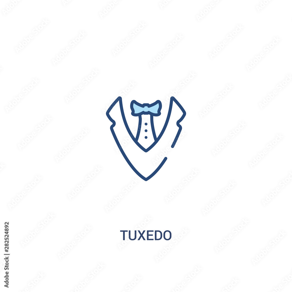Poster tuxedo concept 2 colored icon. simple line element illustration. outline blue tuxedo symbol. can be 