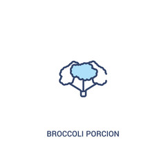 broccoli porcion concept 2 colored icon. simple line element illustration. outline blue broccoli porcion symbol. can be used for web and mobile ui/ux.