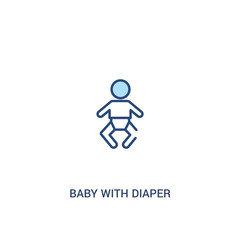 baby with diaper concept 2 colored icon. simple line element illustration. outline blue baby with diaper symbol. can be used for web and mobile ui/ux.
