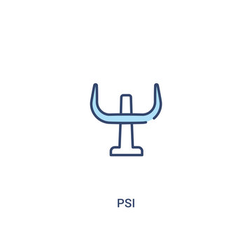psi concept 2 colored icon. simple line element illustration. outline blue psi symbol. can be used for web and mobile ui/ux.