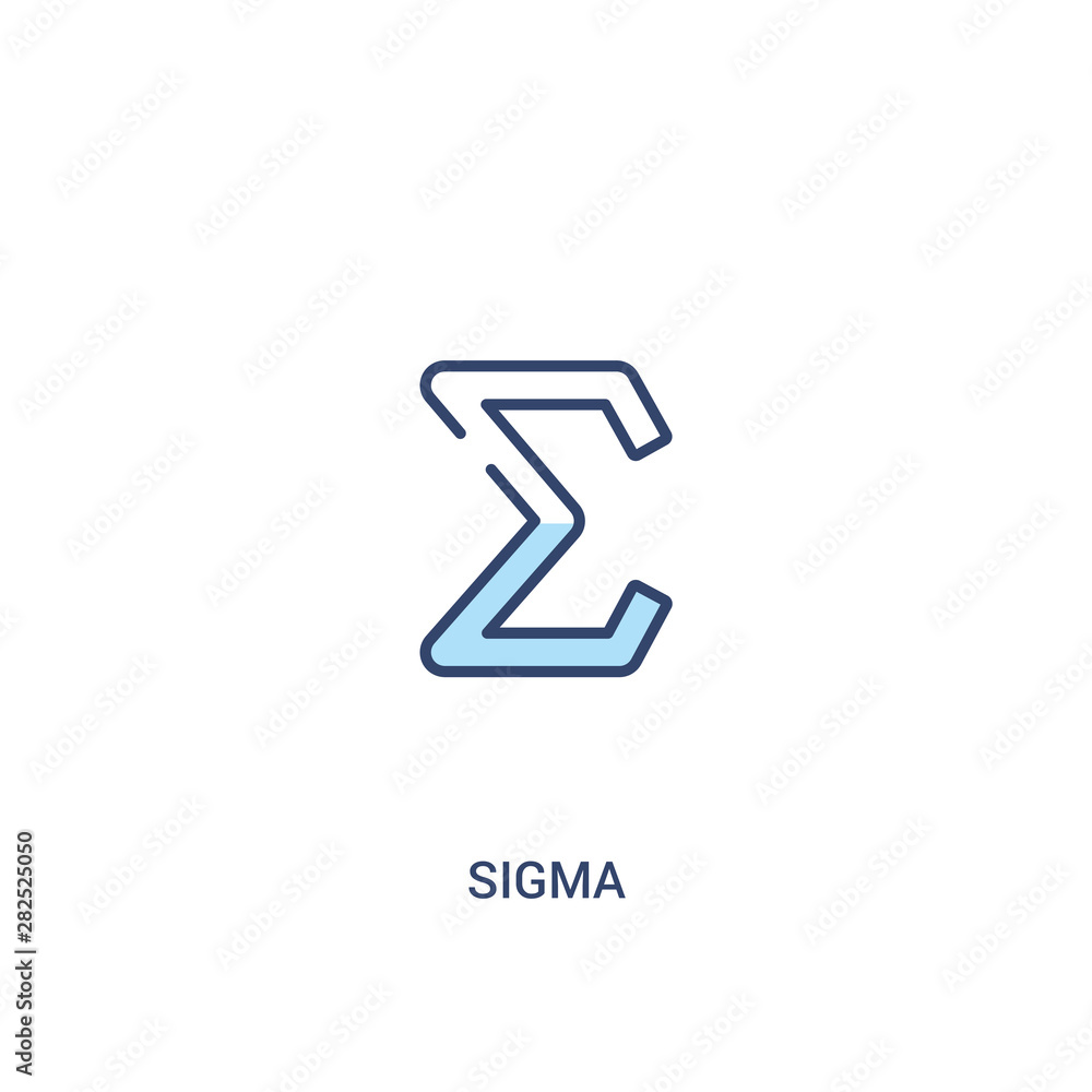 Poster sigma concept 2 colored icon. simple line element illustration. outline blue sigma symbol. can be us