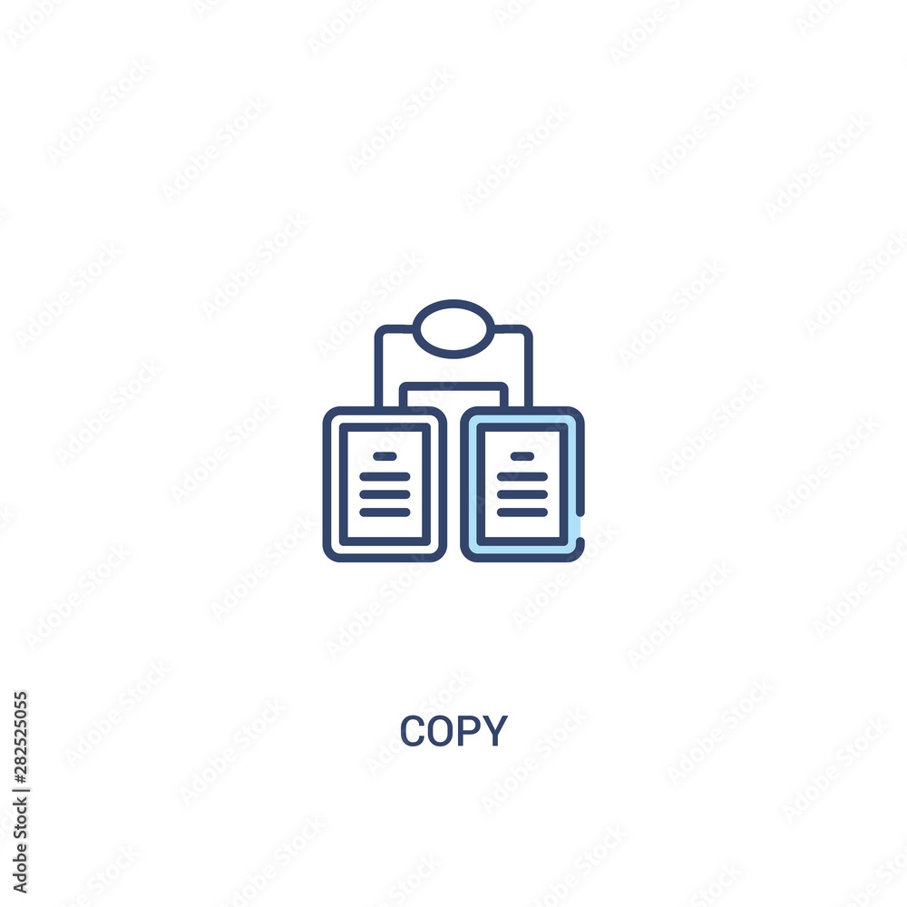 Poster copy concept 2 colored icon. simple line element illustration. outline blue copy symbol. can be used