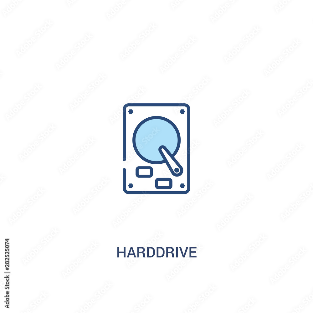 Poster harddrive concept 2 colored icon. simple line element illustration. outline blue harddrive symbol. c