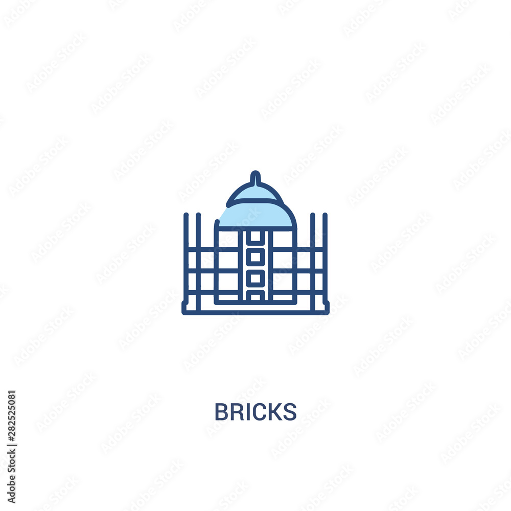 Poster bricks concept 2 colored icon. simple line element illustration. outline blue bricks symbol. can be 