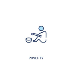 Fototapeta premium poverty concept 2 colored icon. simple line element illustration. outline blue poverty symbol. can be used for web and mobile ui/ux.