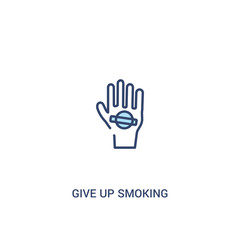 give up smoking concept 2 colored icon. simple line element illustration. outline blue give up smoking symbol. can be used for web and mobile ui/ux.