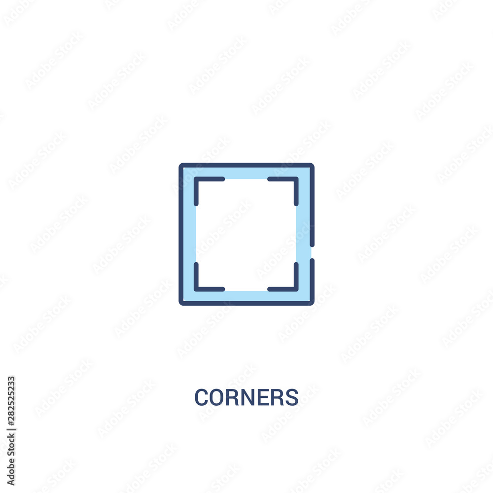 Poster corners concept 2 colored icon. simple line element illustration. outline blue corners symbol. can b