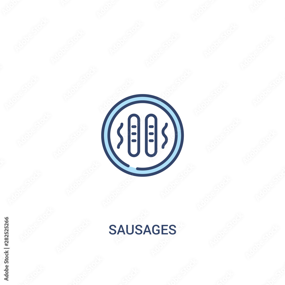 Wall mural sausages concept 2 colored icon. simple line element illustration. outline blue sausages symbol. can