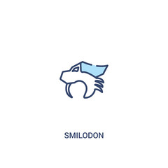 smilodon concept 2 colored icon. simple line element illustration. outline blue smilodon symbol. can be used for web and mobile ui/ux.