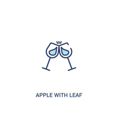 apple with leaf concept 2 colored icon. simple line element illustration. outline blue apple with leaf symbol. can be used for web and mobile ui/ux.