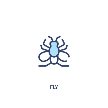 fly concept 2 colored icon. simple line element illustration. outline blue fly symbol. can be used for web and mobile ui/ux.