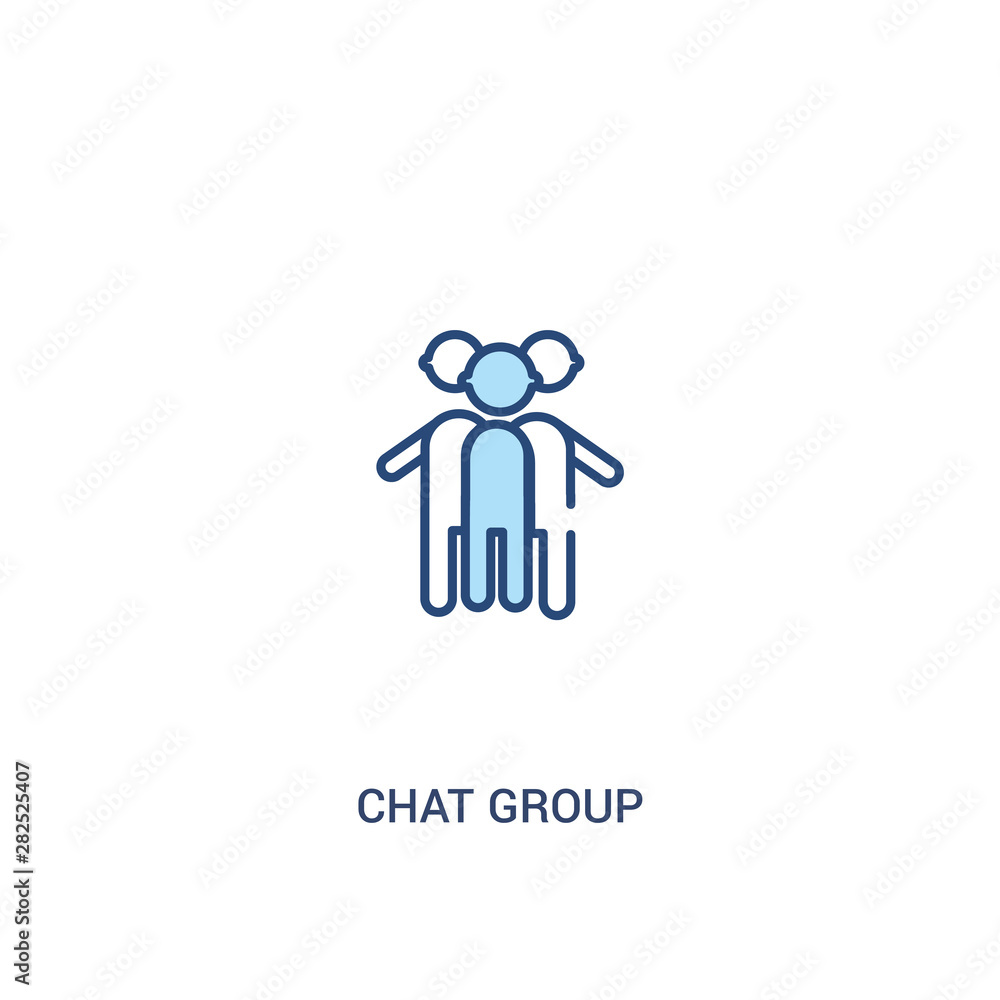 Poster chat group concept 2 colored icon. simple line element illustration. outline blue chat group symbol.