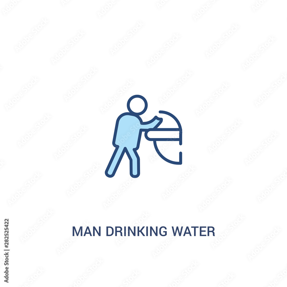Aufkleber man drinking water in public place concept 2 colored icon. simple line element illustration. outline