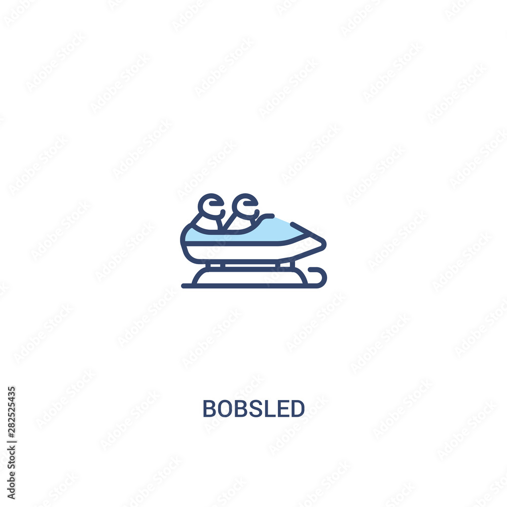 Poster bobsled concept 2 colored icon. simple line element illustration. outline blue bobsled symbol. can b