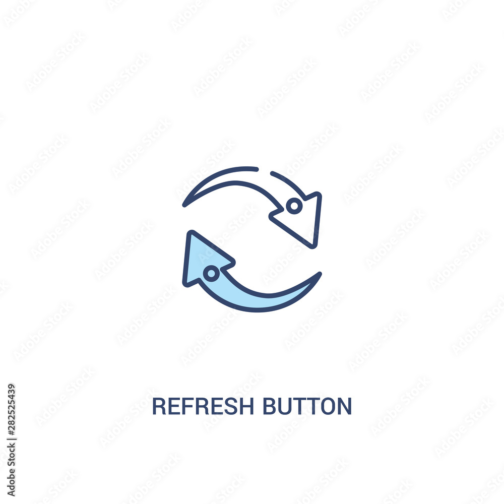 Poster refresh button concept 2 colored icon. simple line element illustration. outline blue refresh button