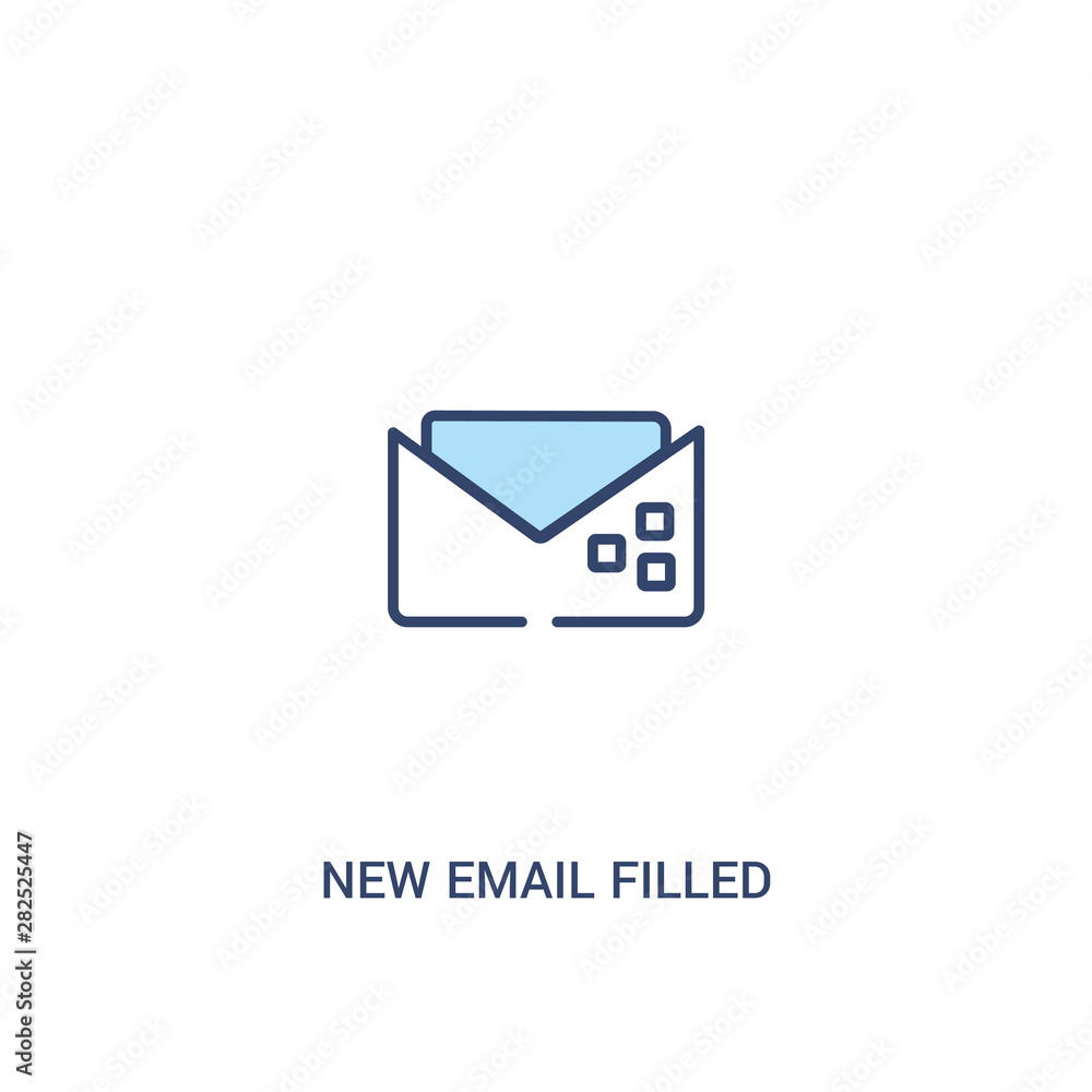 Poster new email filled envelope concept 2 colored icon. simple line element illustration. outline blue new