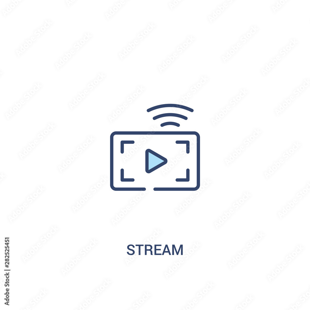 Poster stream concept 2 colored icon. simple line element illustration. outline blue stream symbol. can be 