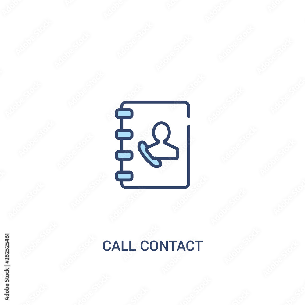 Poster call contact concept 2 colored icon. simple line element illustration. outline blue call contact sym