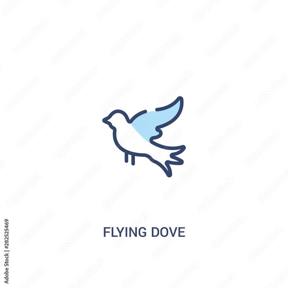 Poster flying dove concept 2 colored icon. simple line element illustration. outline blue flying dove symbo