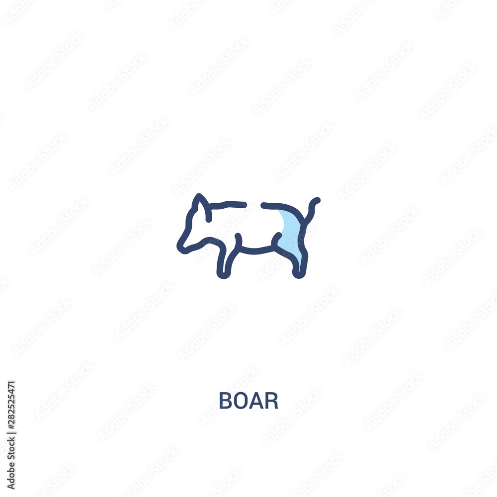 Poster boar concept 2 colored icon. simple line element illustration. outline blue boar symbol. can be used