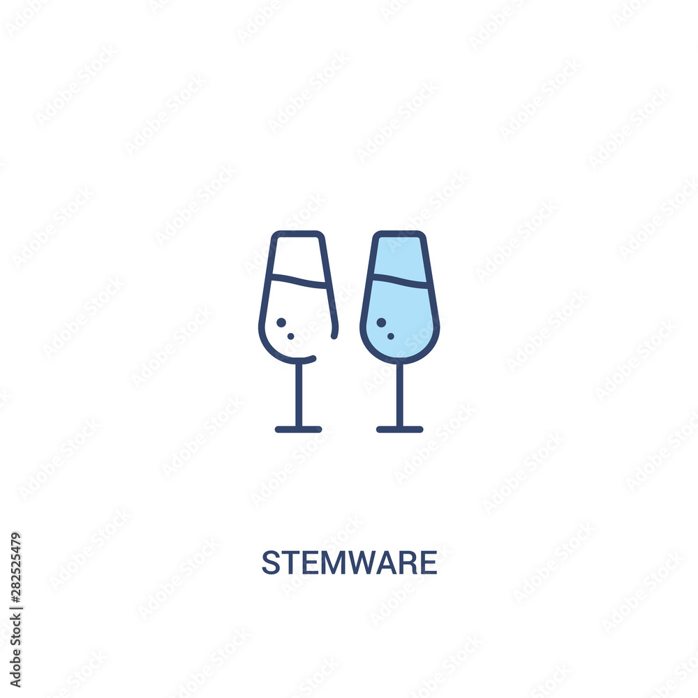 Poster stemware concept 2 colored icon. simple line element illustration. outline blue stemware symbol. can