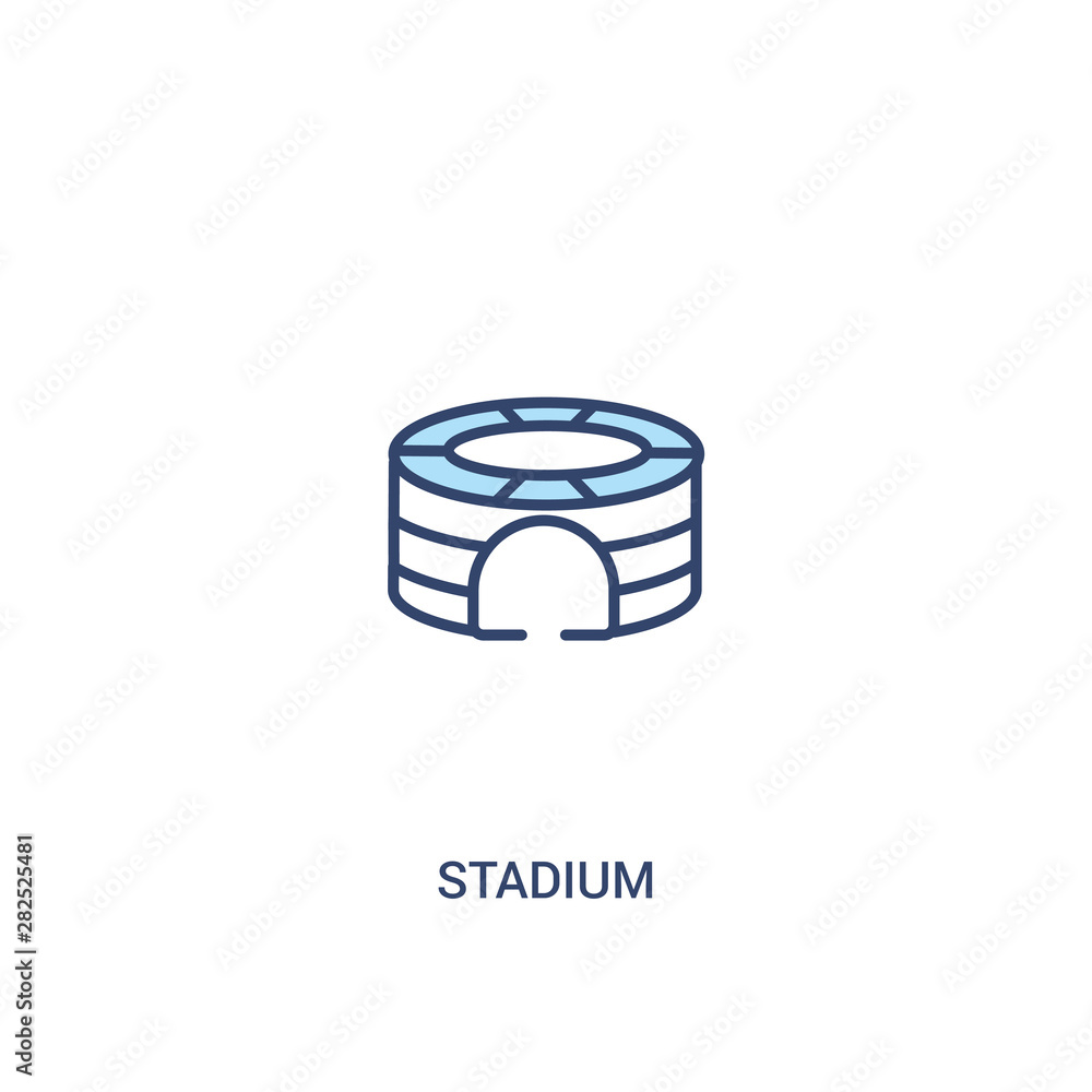 Poster stadium concept 2 colored icon. simple line element illustration. outline blue stadium symbol. can b
