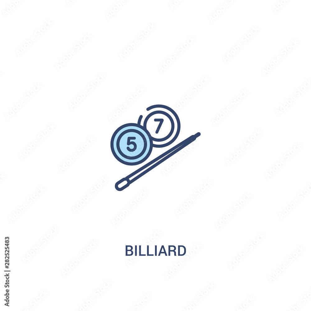 Poster billiard concept 2 colored icon. simple line element illustration. outline blue billiard symbol. can