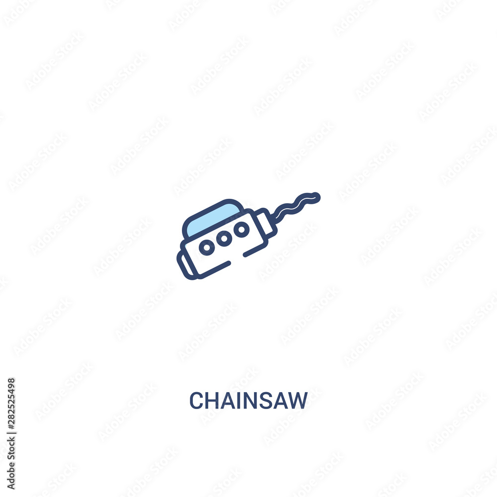 Poster chainsaw concept 2 colored icon. simple line element illustration. outline blue chainsaw symbol. can