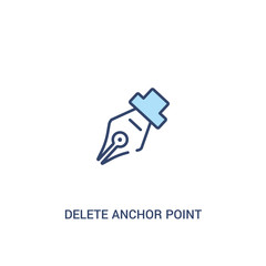 delete anchor point concept 2 colored icon. simple line element illustration. outline blue delete anchor point symbol. can be used for web and mobile ui/ux.