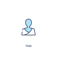thai concept 2 colored icon. simple line element illustration. outline blue thai symbol. can be used for web and mobile ui/ux.