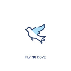 flying dove concept 2 colored icon. simple line element illustration. outline blue flying dove symbol. can be used for web and mobile ui/ux.