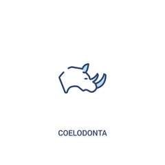 coelodonta concept 2 colored icon. simple line element illustration. outline blue coelodonta symbol. can be used for web and mobile ui/ux.