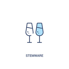 stemware concept 2 colored icon. simple line element illustration. outline blue stemware symbol. can be used for web and mobile ui/ux.