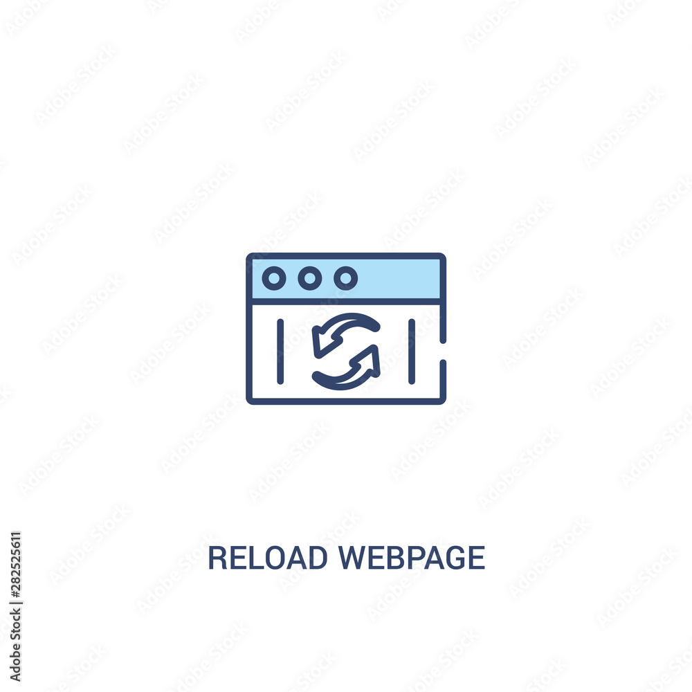 Poster reload webpage concept 2 colored icon. simple line element illustration. outline blue reload webpage