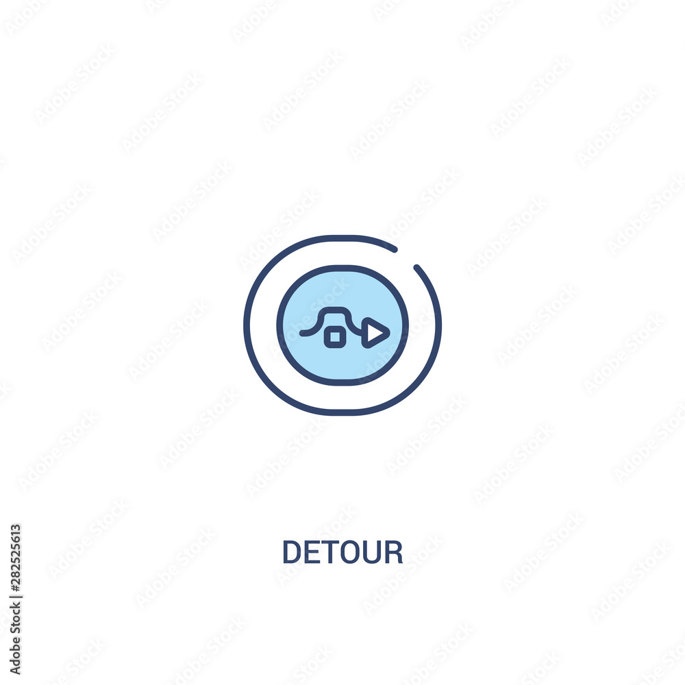 Poster detour concept 2 colored icon. simple line element illustration. outline blue detour symbol. can be 