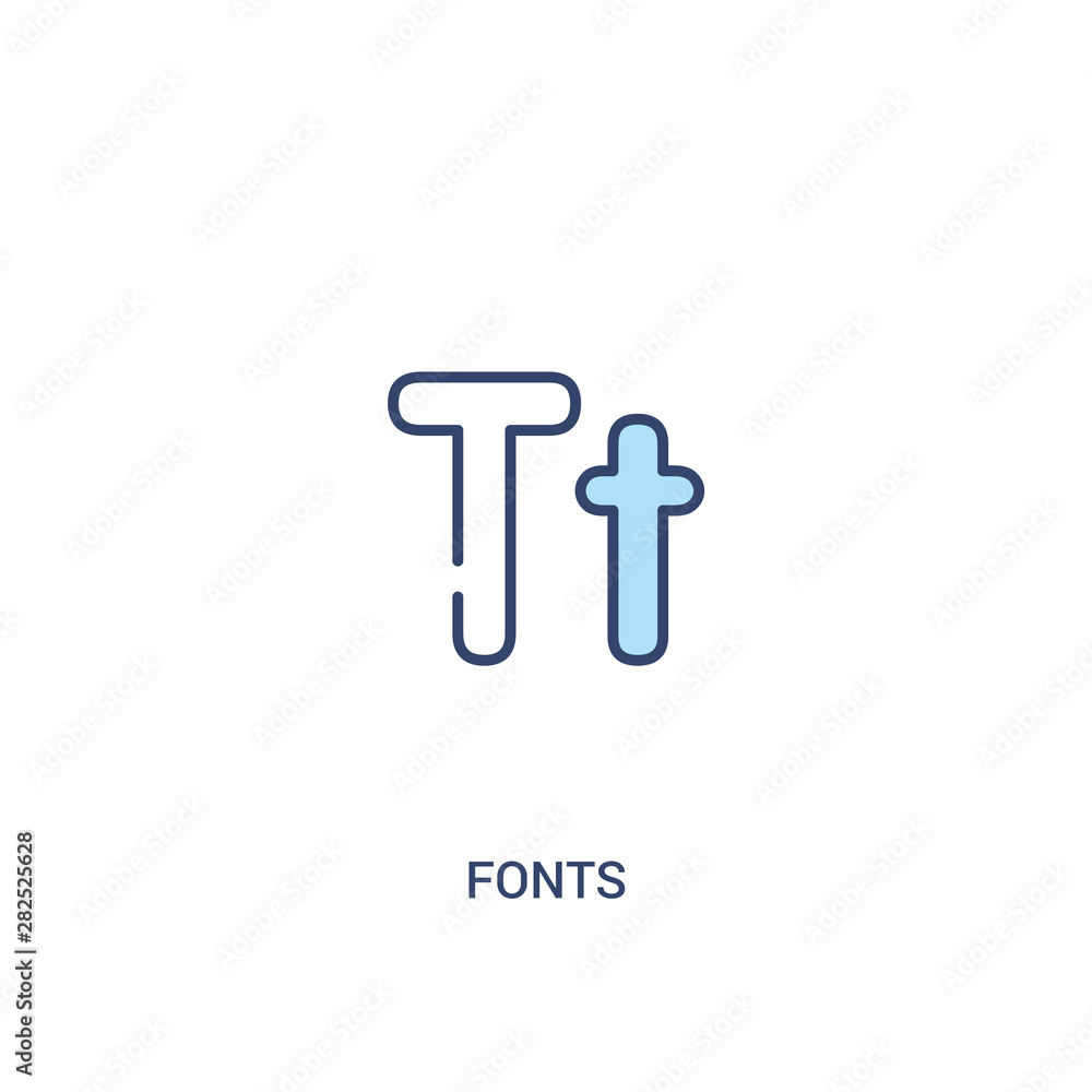 Poster fonts concept 2 colored icon. simple line element illustration. outline blue fonts symbol. can be us