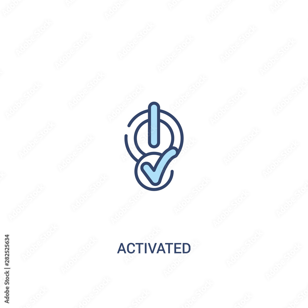 Poster activated concept 2 colored icon. simple line element illustration. outline blue activated symbol. c