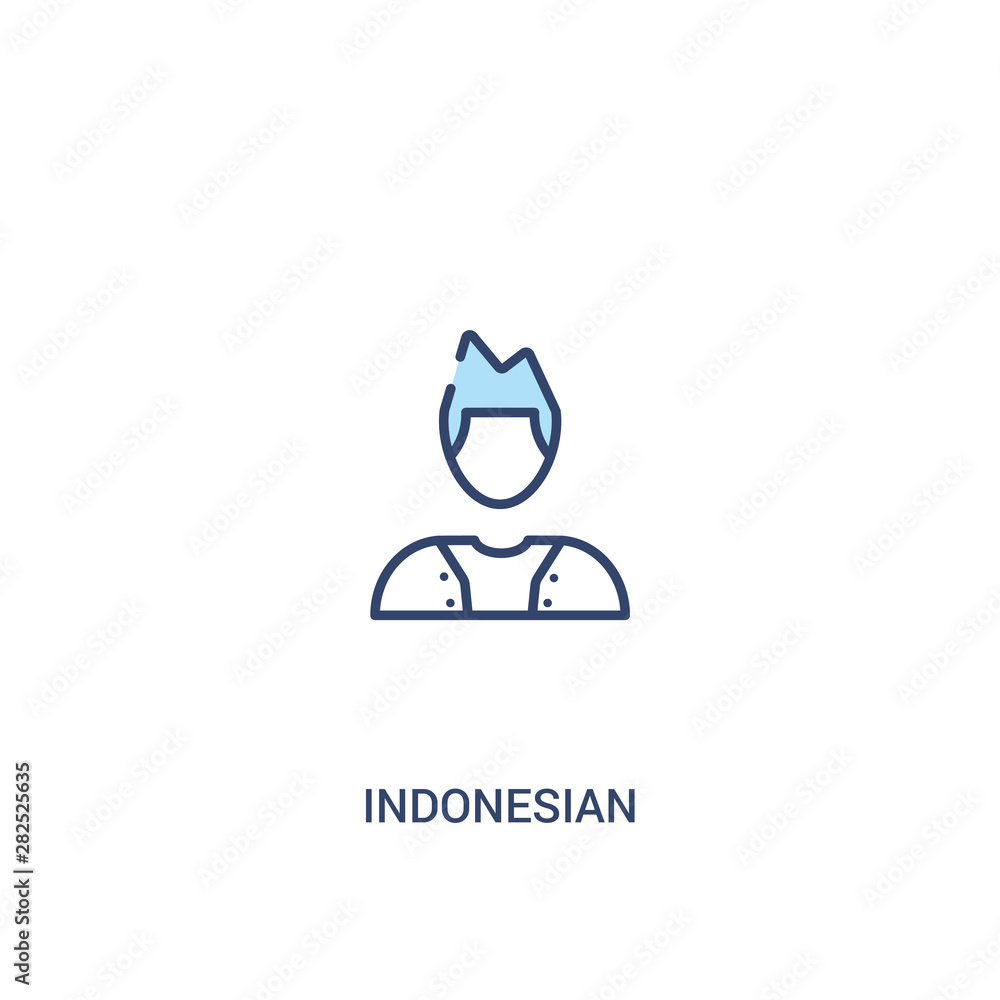 Poster indonesian concept 2 colored icon. simple line element illustration. outline blue indonesian symbol.