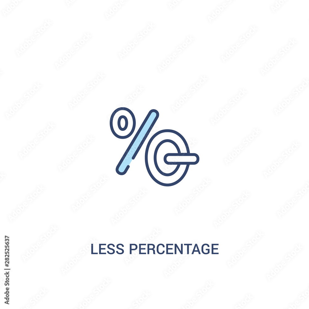 Poster less percentage concept 2 colored icon. simple line element illustration. outline blue less percenta