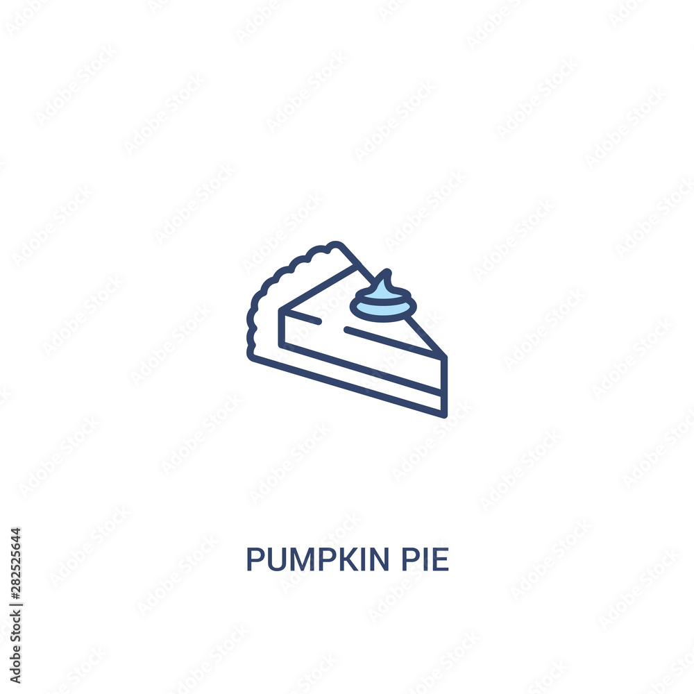 Poster pumpkin pie concept 2 colored icon. simple line element illustration. outline blue pumpkin pie symbo