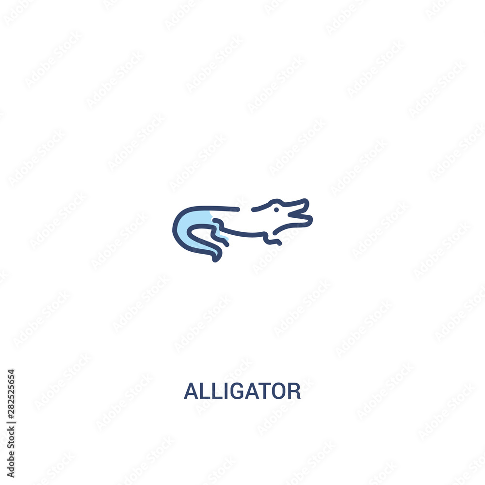 Poster alligator concept 2 colored icon. simple line element illustration. outline blue alligator symbol. c