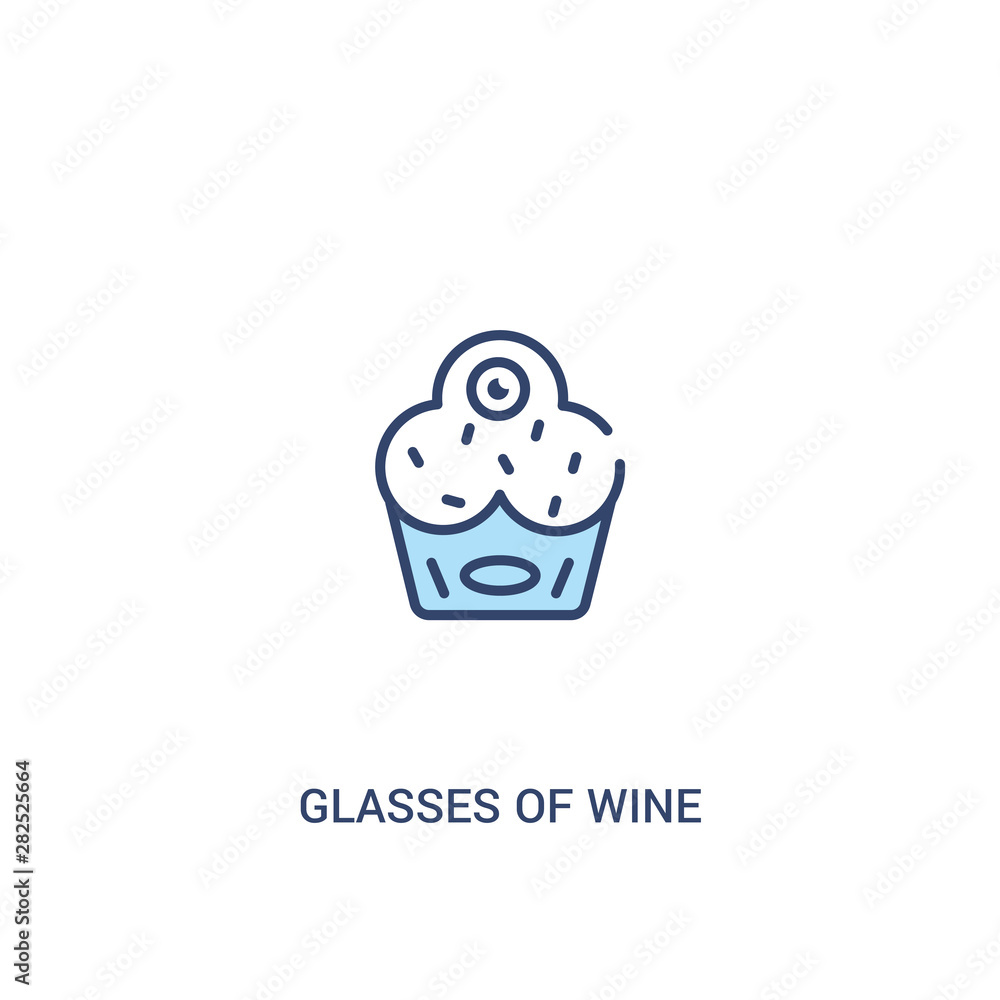 Poster glasses of wine concept 2 colored icon. simple line element illustration. outline blue glasses of wi